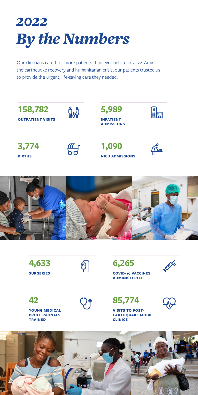 An infographic of facts and figures from HEI/SBH from 2022