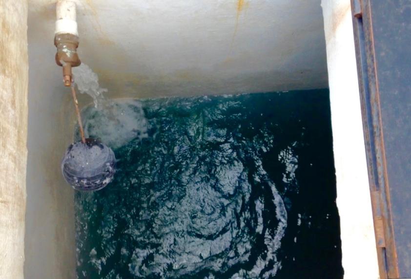 Water flowing in cistern
