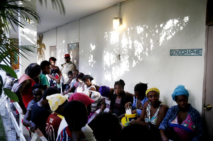 large crowds wait to see doctors at St. Boniface Hospital Haiti 