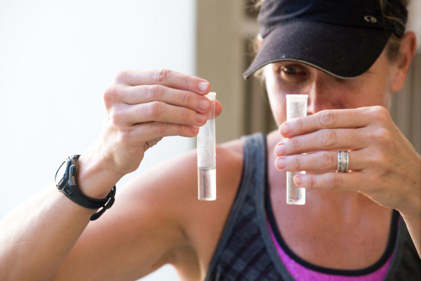 Lisa Ward examining water samples