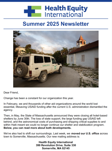 A screenshot of the first page of HEI's 2025 summer newsletter