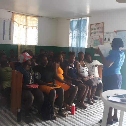Women in Plaisance, Haiti, attend a club for pregnant women.