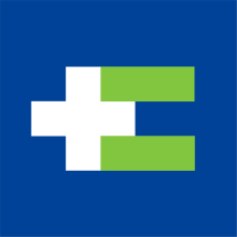 HEI logo image: white plus sign and green equal sign on blue background