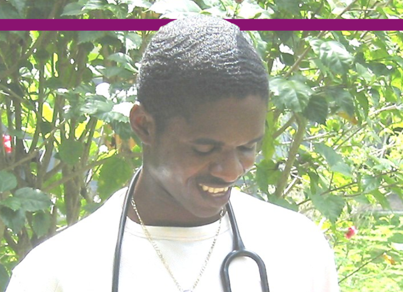 An old photo of a male Haitian medical resident at SBH