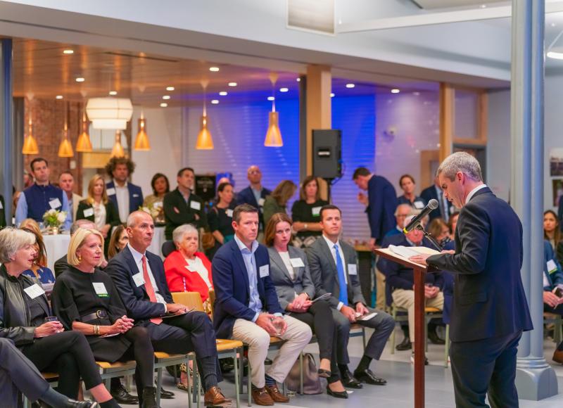 HEI President and CEO Conor Shapiro addresses guests during the programmatic portion of the 2025 Celebration.