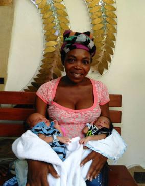 Julienne Cadet and her two day-old twins